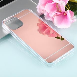 For iPhone 12 Pro Max TPU + Acrylic Luxury Plating Mirror Phone Case Cover(Rose Gold)