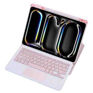 For iPad Pro 11 2024 L13-A 360 Rotation Acrylic Transparent Bluetooth Keyboard Leather Case With Touch Control(Pink)