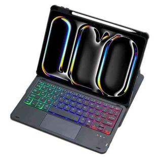For iPad Pro 11 2024 L13-AS 360 Rotation Acrylic Transparent Bluetooth Keyboard Leather Case With Touch Control / Backlight(Black)