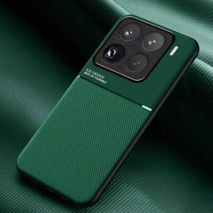 For Xiaomi 15 Pro Classic Tilt Strip Grain Magnetic PC Hybrid TPU Phone Case(Green)