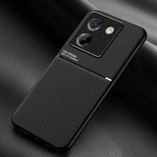 For Xiaomi Poco M7 Pro 5G Classic Tilt Strip Grain Magnetic PC Hybrid TPU Phone Case(Black)