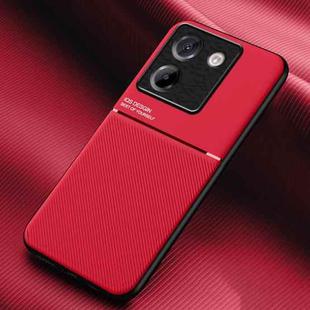 For Xiaomi Poco M7 Pro 5G Classic Tilt Strip Grain Magnetic PC Hybrid TPU Phone Case(Red)