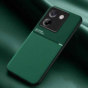 For Xiaomi Poco M7 Pro 5G Classic Tilt Strip Grain Magnetic PC Hybrid TPU Phone Case(Green)