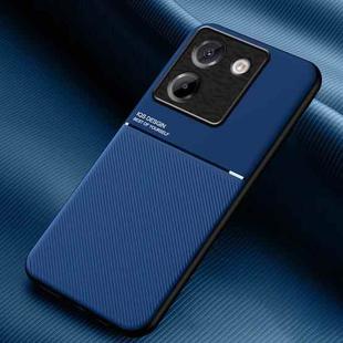 For Xiaomi Poco M7 Pro 5G Classic Tilt Strip Grain Magnetic PC Hybrid TPU Phone Case(Blue)