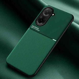 For Redmi A5 4G 171.7mm / Xiaomi Poco C71 Classic Tilt Strip Grain Magnetic PC Hybrid TPU Phone Case(Green)