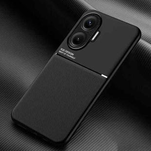 For Redmi Turbo 4 Pro Classic Tilt Strip Grain Magnetic PC Hybrid TPU Phone Case(Black)