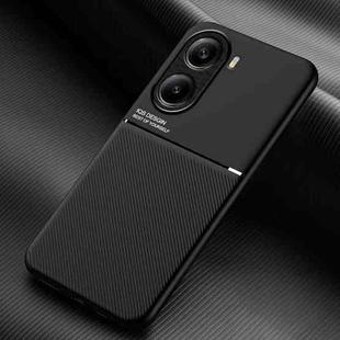 For Redmi Turbo 4 Classic Tilt Strip Grain Magnetic PC Hybrid TPU Phone Case(Black)