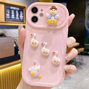 For iPhone 11 Creative 3D Duck Design Sliding Window Full Coverage Phone Case(Pink)