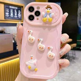 For iPhone 11 Pro Max Creative 3D Duck Design Sliding Window Full Coverage Phone Case(Pink)