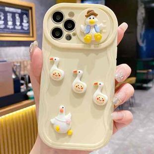 For iPhone 12 Pro Creative 3D Duck Design Sliding Window Full Coverage Phone Case(Yellow)