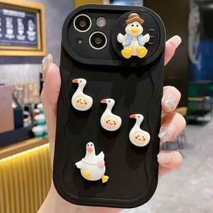 For iPhone 13 Creative 3D Duck Design Sliding Window Full Coverage Phone Case(Black)