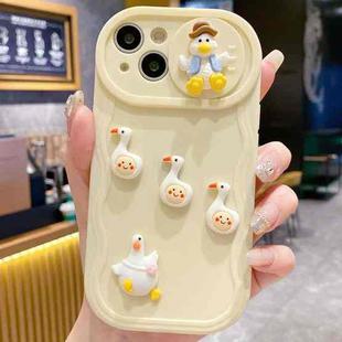 For iPhone 13 Creative 3D Duck Design Sliding Window Full Coverage Phone Case(Yellow)