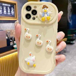 For iPhone 13 Pro Creative 3D Duck Design Sliding Window Full Coverage Phone Case(Yellow)