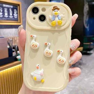 For iPhone 14 Creative 3D Duck Design Sliding Window Full Coverage Phone Case(Yellow)