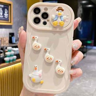 For iPhone 14 Pro Creative 3D Duck Design Sliding Window Full Coverage Phone Case(Beige)