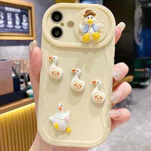 For iPhone 16 Creative 3D Duck Design Sliding Window Full Coverage Phone Case(Yellow)