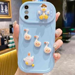 For iPhone XS Max Creative 3D Duck Design Sliding Window Full Coverage Phone Case(Blue)