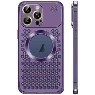 For iPhone 16 Pro Max Spring Buckle MagSafe Magnetic Metal Aromatherapy Phone Case(Purple)