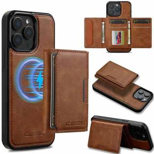 For iPhone 16 Pro LC.IMEEKE L5 Series Detachable RFID Card Bag Magsafe Phone Case(Brown)