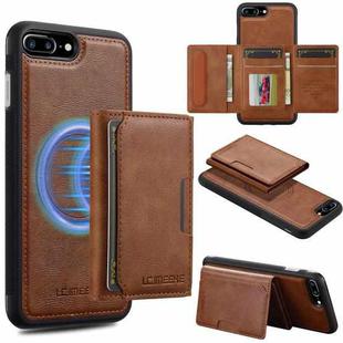 For iPhone SE 2024 LC.IMEEKE L5 Series Detachable RFID Card Bag Magsafe Phone Case(Brown)