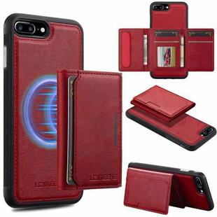 For iPhone SE 2022 / 2020 LC.IMEEKE L5 Series Detachable RFID Card Bag Magsafe Phone Case(Red)