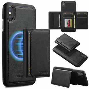 For iPhone XS / X LC.IMEEKE L5 Series Detachable RFID Card Bag Magsafe Phone Case(Black)