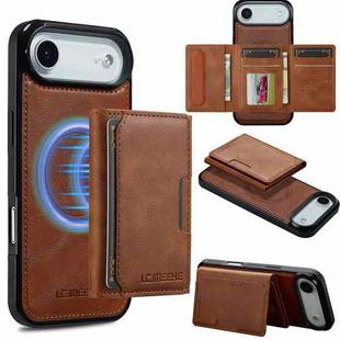 For iPhone 17 Air LC.IMEEKE L5 Series Detachable RFID Card Bag Magsafe Phone Case(Brown)