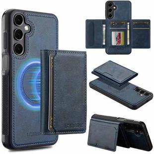 For Samsung Galaxy S24 FE 5G LC.IMEEKE L5 Series Detachable RFID Card Bag Magsafe Phone Case(Blue)