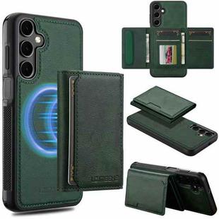 For Samsung Galaxy S23 FE 5G LC.IMEEKE L5 Series Detachable RFID Card Bag Magsafe Phone Case(Green)