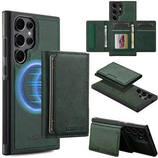 For Samsung Galaxy S25 Ultra 5G LC.IMEEKE L5 Series Detachable RFID Card Bag Magsafe Phone Case(Green)
