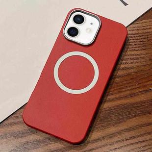 For iPhone 11 Leather Texture Design MagSafe Full Coverage Phone Case(Red)
