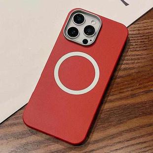 For iPhone 12 Pro Max Leather Texture Design MagSafe Full Coverage Phone Case(Red)