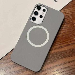 For Samsung Galaxy S22 Ultra 5G Leather Texture Design MagSafe Full Coverage Phone Case(Grey)