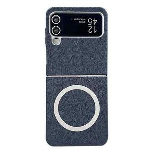 For Samsung Galaxy Z Flip4 Leather Texture Design MagSafe Full Coverage Phone Case(Blue)