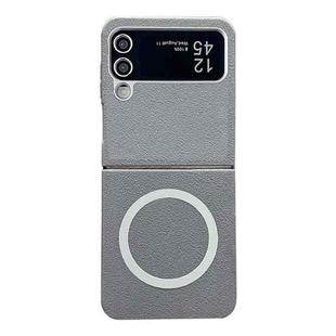 For Samsung Galaxy Z Flip4 Leather Texture Design MagSafe Full Coverage Phone Case(Grey)