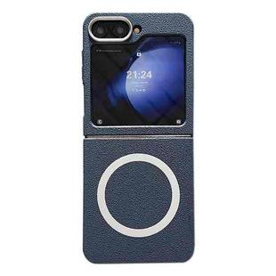 For Samsung Galaxy Z Flip5 Leather Texture Design MagSafe Full Coverage Phone Case(Blue)