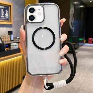 For iPhone 11 Airbag 3 in 1 CD Texture MagSafe Phone Case with Strap(Black)