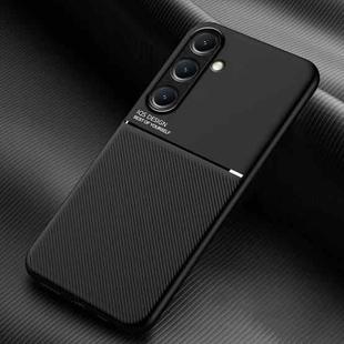 For Samsung Galaxy S24 FE 5G Classic Tilt Strip Grain Magnetic PC Hybrid TPU Phone Case(Black)