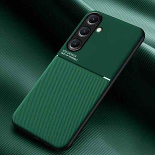 For Samsung Galaxy S24 FE 5G Classic Tilt Strip Grain Magnetic PC Hybrid TPU Phone Case(Green)