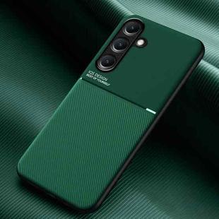 For Samsung Galaxy S25+ 5G Classic Tilt Strip Grain Magnetic PC Hybrid TPU Phone Case(Green)