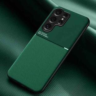 For Samsung Galaxy S25 Ultra 5G Classic Tilt Strip Grain Magnetic PC Hybrid TPU Phone Case(Green)