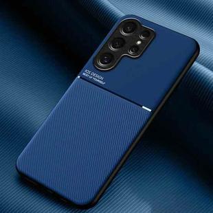 For Samsung Galaxy S25 Ultra 5G Classic Tilt Strip Grain Magnetic PC Hybrid TPU Phone Case(Blue)