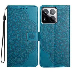 For Xiaomi 15 Pro Flower Embossed Leather Phone Case(Blue)