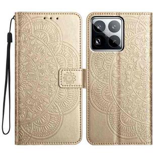 For Xiaomi 15 Pro Flower Embossed Leather Phone Case(Gold)