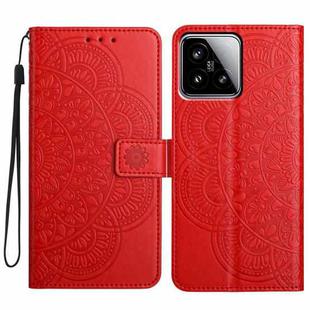 For Xiaomi 15 Flower Embossed Leather Phone Case(Red)