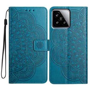 For Xiaomi 15 Flower Embossed Leather Phone Case(Blue)