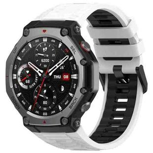 For Amazfit T-Rex 3 Two Color Black Buckle Silicone Watch Band(White Black)