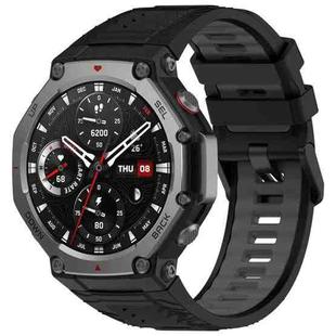 For Amazfit T-Rex 3 Two Color Black Buckle Silicone Watch Band(Black Grey)