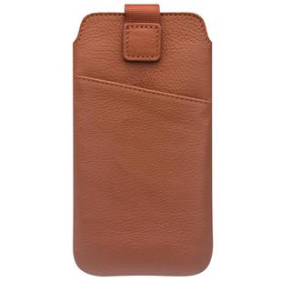 For iPhone XR QIALINO Nappa Texture Top-grain Leather Liner Bag with Card Slots(Brown)