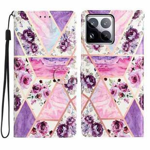 For Xiaomi 15 Pro Colored Drawing Leather Phone Case(Purple Marble)